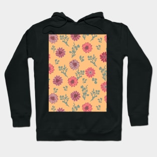 Dusty Pink Flowers on Apricot Vertical Hoodie